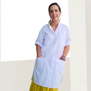Bata blanca de farmacia mujer, uniforme sanitario